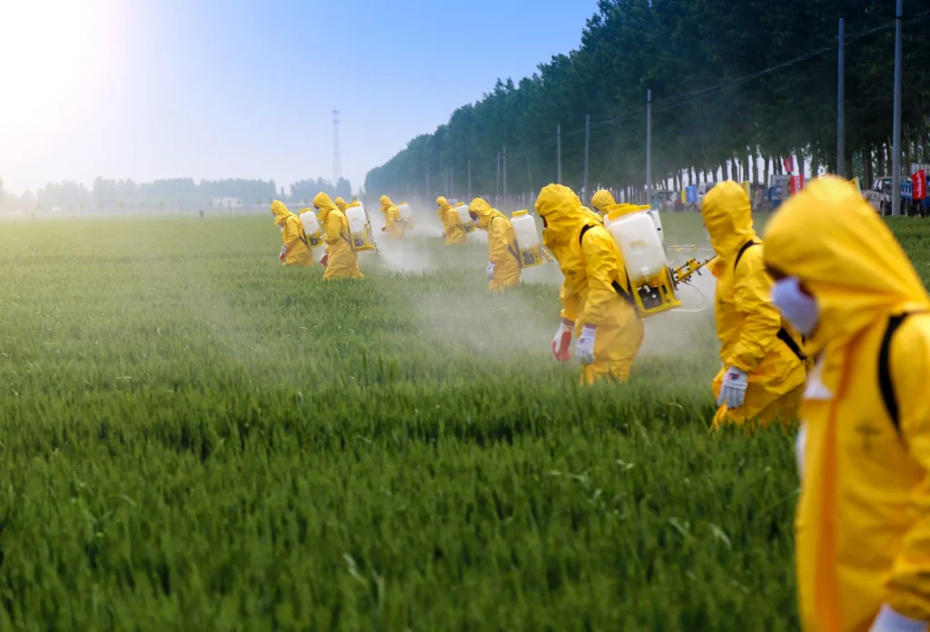 Transporte seguro de pesticidas líquidos, insecticidas e outros produtos químicos perigosos.